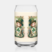 Cottage Leprechaun Patchwork Quilt Scene ガラス缶 (左)