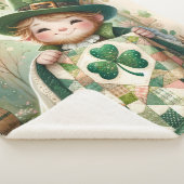 Cottage Leprechaun Patchwork Quilt Scene シェルパブランケット (3/4)