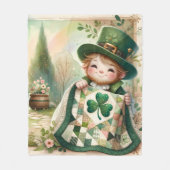 Cottage Leprechaun Patchwork Quilt Scene フリースブランケット (正面)