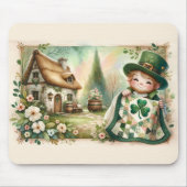 Cottage Leprechaun Patchwork Quilt Scene マウスパッド (正面)