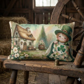 Cottage Leprechaun Patchwork Quilt Scene ランバークッション
