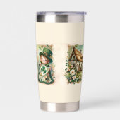 Cottage Leprechaun Patchwork Quilt Scene 保温保冷タンブラー (左面)