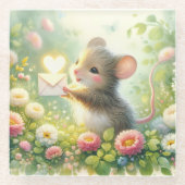 Cottage Mouse Love Letter Meadow ガラスコースター (正面)