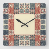 Cottage Quilt スクエア壁時計 (正面)