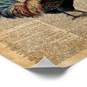Cottage Rooster Vintage Dictionary Book Page ポスター (角)