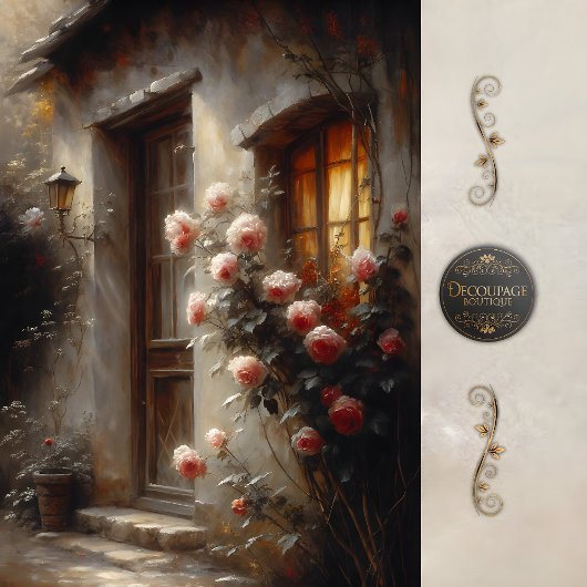 Cottage Rose Entrance Decoupage 薄葉紙
