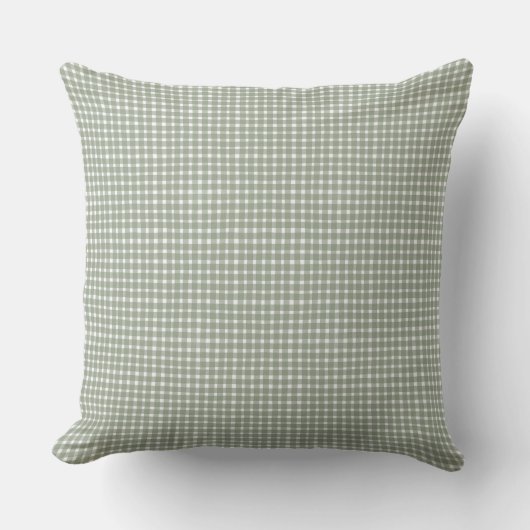Cottage Style Sage Green Gingham Classic  クッション (正面)