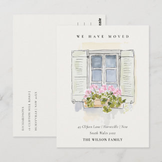 Cottage Vintage Floral Window We have Moved Card ポストカード
