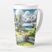 Cottage With View Of The Lighthouse カフェラテマグ (右アングル)