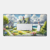 Cottage With View Of The Lighthouse デスクマット (キーボード&マウス)