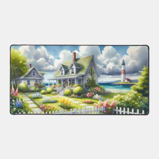 Cottage With View Of The Lighthouse デスクマット (正面)