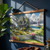 Cottage With View Of The Lighthouse 吊り下げ型タペストリー
