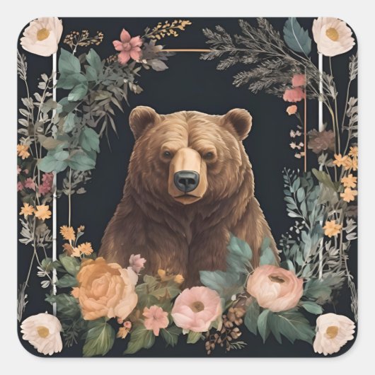 Cottagecore Bear スクエアシール (正面)