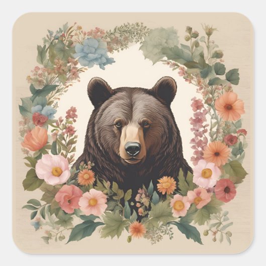 Cottagecore Bear スクエアシール (正面)