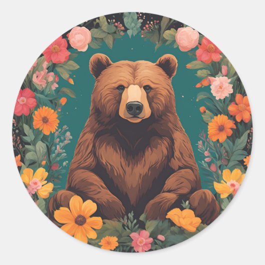 Cottagecore Bear ラウンドシール (正面)