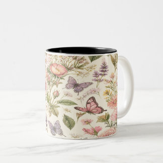 Cottagecore Butterflies Flowers Mug ツートーンマグカップ