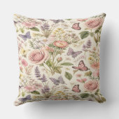 Cottagecore Butterflies Flowers Pillow クッション (裏面)