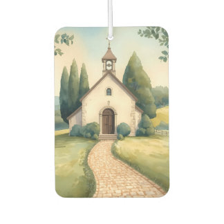 Cottagecore Chapel Path Pastel Landscape カーエアーフレッシュナー