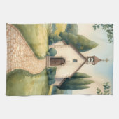 Cottagecore Chapel Path Pastel Landscape キッチンタオル (横)