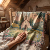 Cottagecore Chapel Path Pastel Landscape スローブランケット