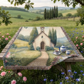 Cottagecore Chapel Path Pastel Landscape スローブランケット