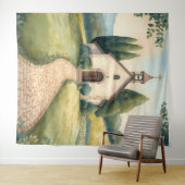 Cottagecore Chapel Path Pastel Landscape タペストリー (インサイチュ(横))