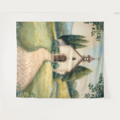 Cottagecore Chapel Path Pastel Landscape タペストリー (正面(横))