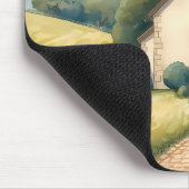 Cottagecore Chapel Path Pastel Landscape マウスパッド (コーナー)
