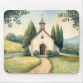 Cottagecore Chapel Path Pastel Landscape マウスパッド (正面)