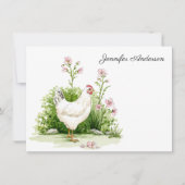 Cottagecore Chateau Floral Chicken Personalized ノートカード (正面)