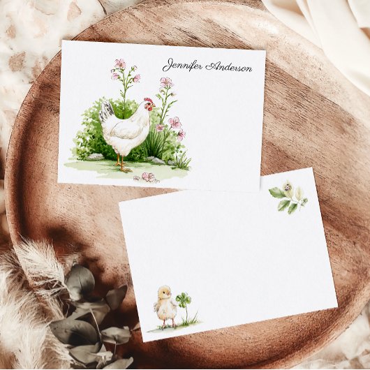 Cottagecore Chateau Floral Chicken Personalized ノートカード