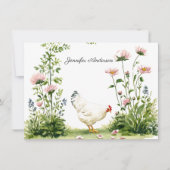 Cottagecore Chateau Monogram Chicken Personalized ノートカード (正面)