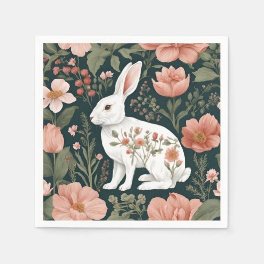 Cottagecore Cute Rabbit スタンダードカクテルナプキン (正面)