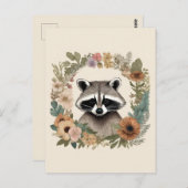 Cottagecore Cute Raccoon ポストカード (正面/裏面)