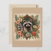 Cottagecore Cute Raccoon ポストカード (正面/裏面)