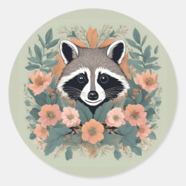 Cottagecore Cute Raccoon ラウンドシール