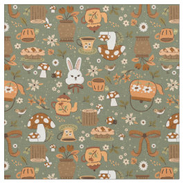 cottagecore easter bunny rabbit green ファブリック