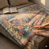 Cottagecore Floral Patchwork Quilt Watercolor スローブランケット