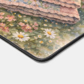 Cottagecore Floral Patchwork Quilt Watercolor デスクマット (コーナー)