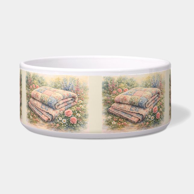 Cottagecore Floral Patchwork Quilt Watercolor ボウル (正面)