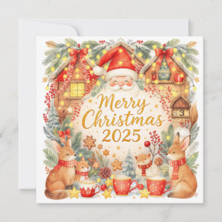Cottagecore Fox Custom Photo Christmas Card  シーズンカード