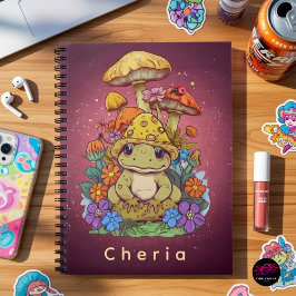 Cottagecore Frog with Flowers and Mushrooms ノートブック