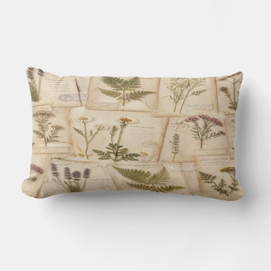 Cottagecore Herbarium Pillow ランバークッション (正面)