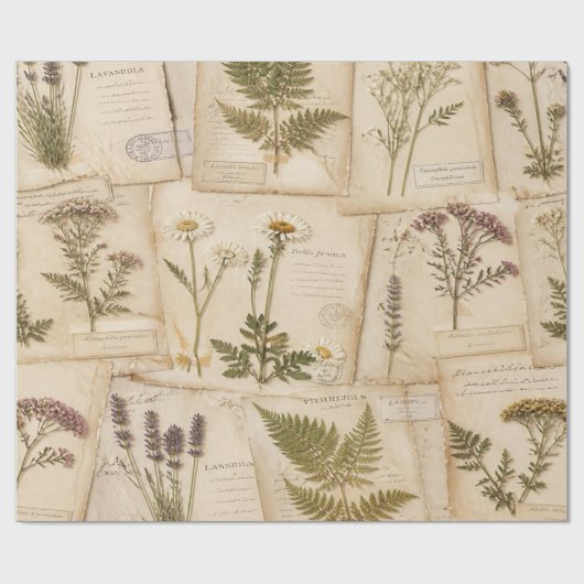 Cottagecore Herbarium Wrap ラッピングペーパー (フラット)