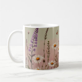 Cottagecore Lavender and Daisy Floral Botanical コーヒーマグカップ