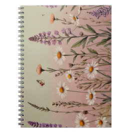 "Cottagecore Lavender and Daisy Floral Botanical ノートブック