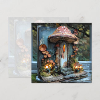 Cottagecore Mushroom Blue Book Journal Scrapbook 招待状