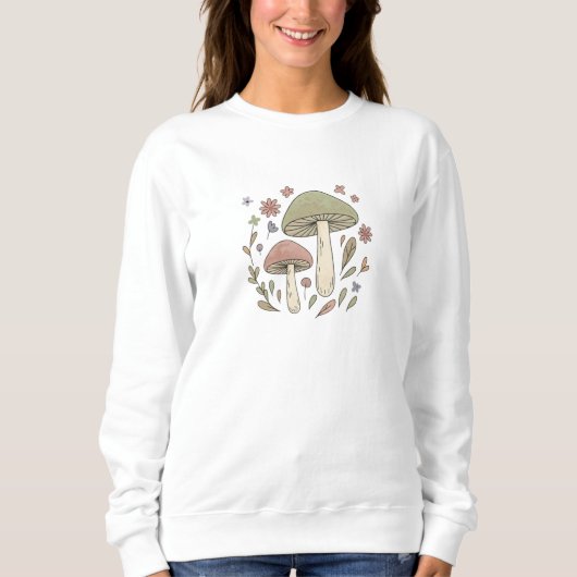 Cottagecore Mushroom Botanical Graphic スウェットシャツ (正面)