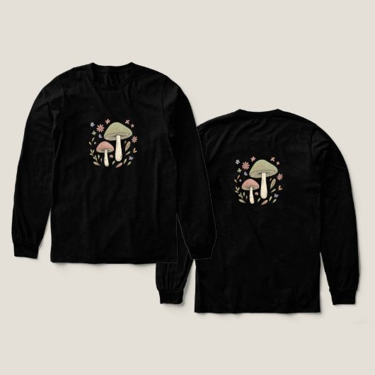 Cottagecore Mushroom Botanical Graphic トライブレンドＴシャツ (デザイン 正面＆背面)