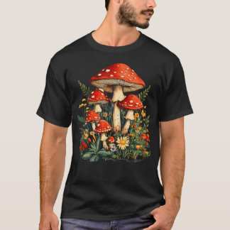 Cottagecore Mushroom Garden Lover Nature Plant Vin Tシャツ